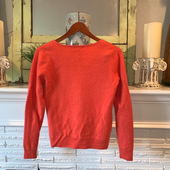 John Lewis Women’s Orange V-neck 100% Cashmere Cozy Sweater Size M Soft - Picture 7 of 8